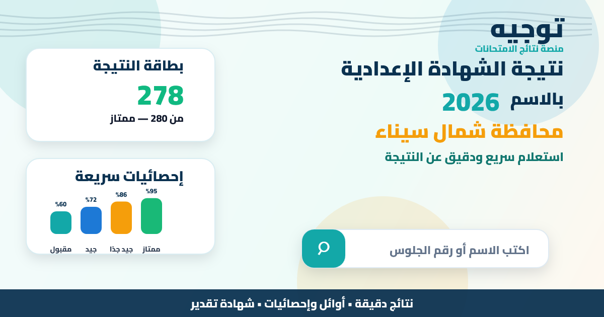نتيجة الشهادة الإعدادية محافظة شمال سيناء