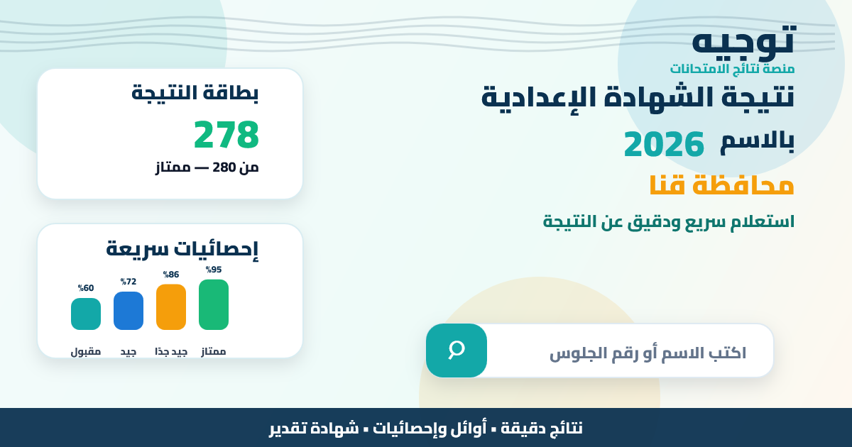 نتيجة الشهادة الإعدادية محافظة قنا